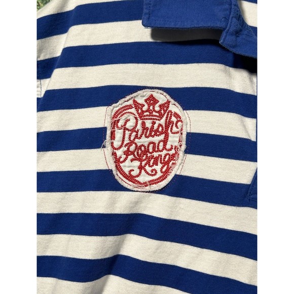 Parish Nation Polo Shirt Mens XL Blue Stripe Short Sleeve Road King - Picture 2 of 9
